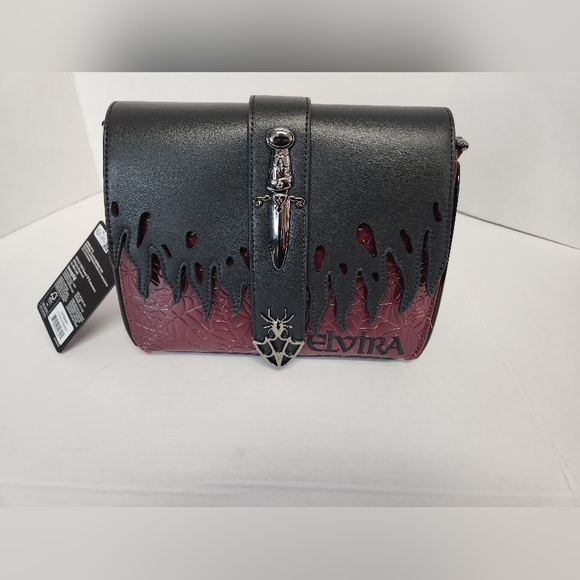 Loungefly Handbags - Loungefly Elvira Mistress Of The Dark Crossbody NWT Red/Black Spiderweb Goth